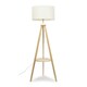 image 3 of ValueLights Morrigan Cream Boucle Shade Wood Tripod Floor Lamp & Bulb Cream