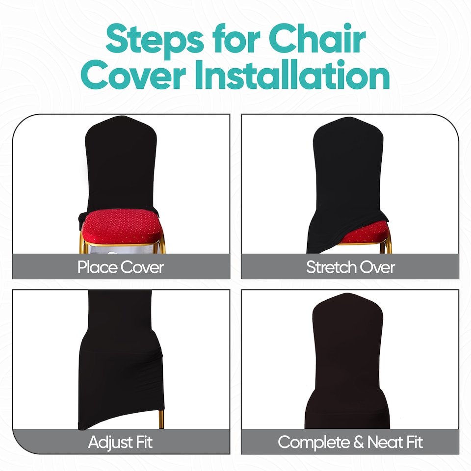 image 1 of 220GSM Black Spandex Chair Cover Stretch Fabric, Premium Quality Slipcovers