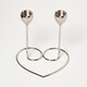image 1 of Homescapes Dual Brass Heart Dinner Candle Holder – Polished Silver