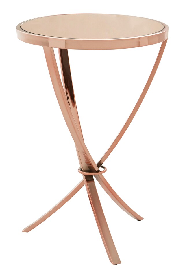 image 1 of Interiors by Premier Elegant Design Rose Gold Pinched Side Table, Versatile Corner Table, Sleek And Sturdy Bedside Small Table | Gold