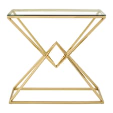 Interiors by Premier Stunning Corseted Champagne Console Table, Geometric Design Hallway Table, Easily Maintained Modern Table Gold