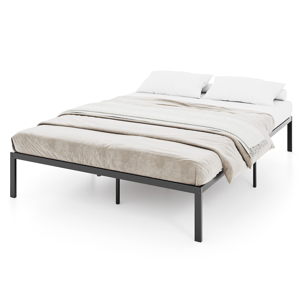 image 1 of COSTWAY Double Size Metal Bed Frame for Easy Assembly Black