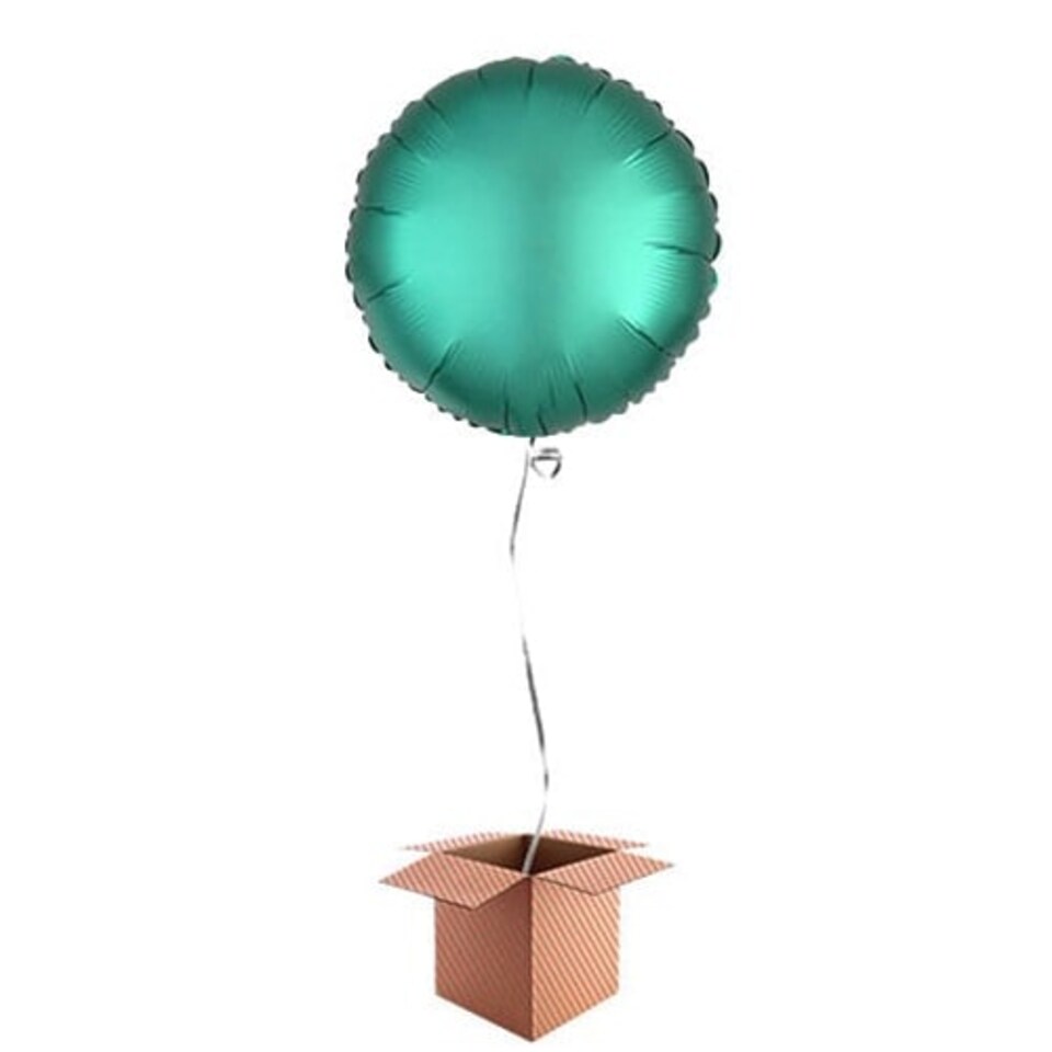 Jade Green Satin Luxe Round Foil Helium Balloon - Inflated Balloon in a Box