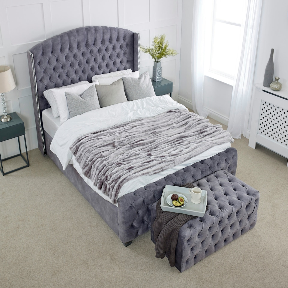 image 1 of Richmond Plush King Bed Frame - Grey