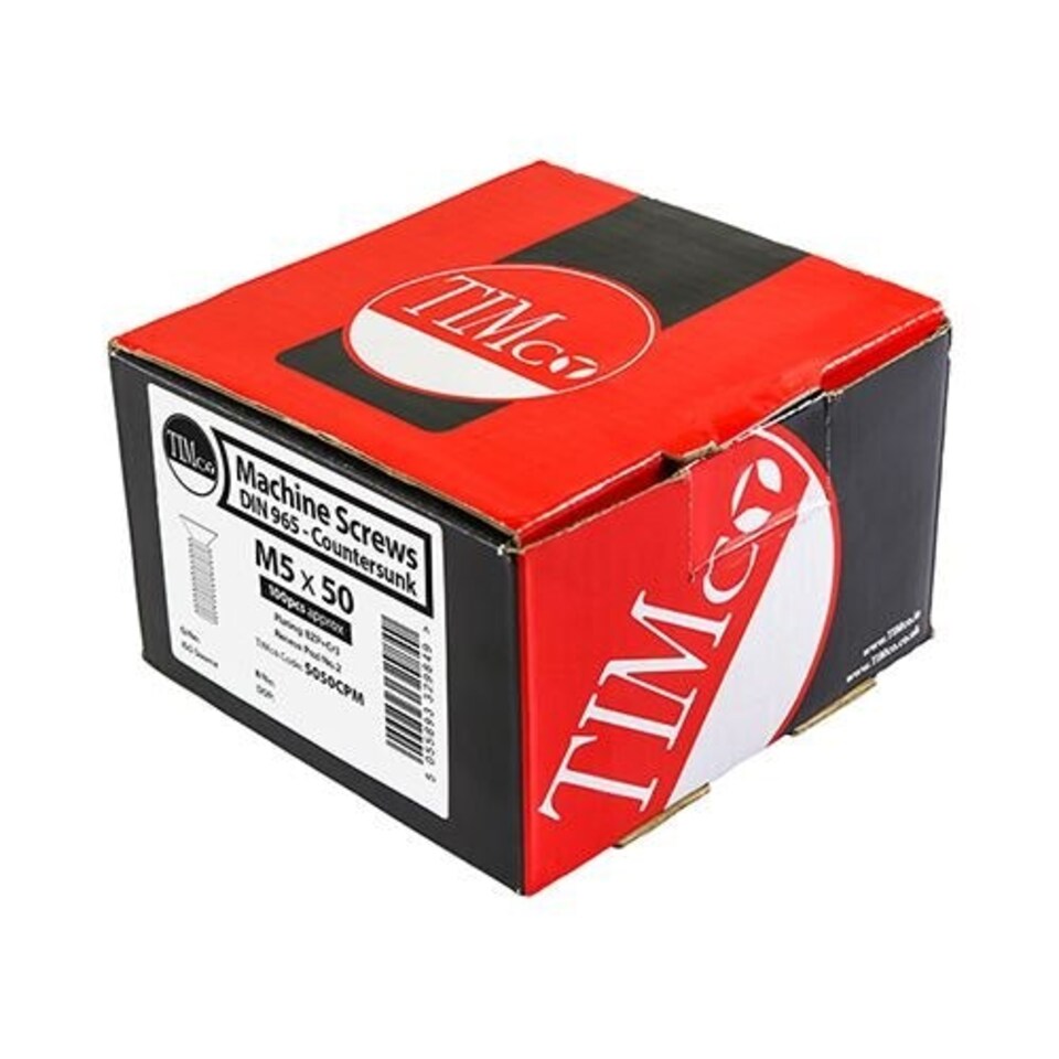 image 1 of Timco - Metric Threaded Machine Screws - PZ - Countersunk - Zinc (Size M5 x 12 - 100 Pieces)