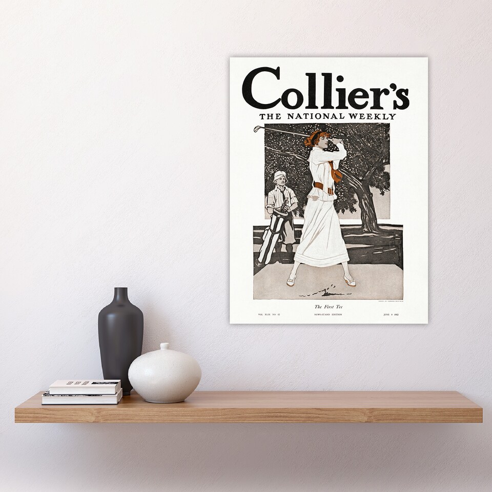 image 1 of Woman Golfer First Tee Vintage Magazine Cover Wall Art Print 18x24"