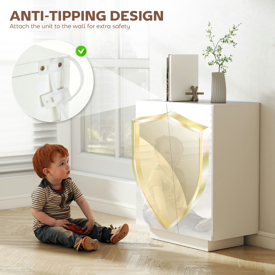 image 1 of HOMCOM High Gloss Storage Cabinet for Bedroom Living Room Dining Room Black