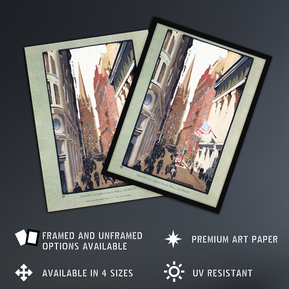 image 1 of Trinity Church and Wall Street Elmer Huge Wall Art Print 18X24 In