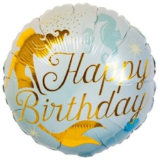 Happy Birthday Mermaid Round Foil Helium Balloon 45cm / 18 in