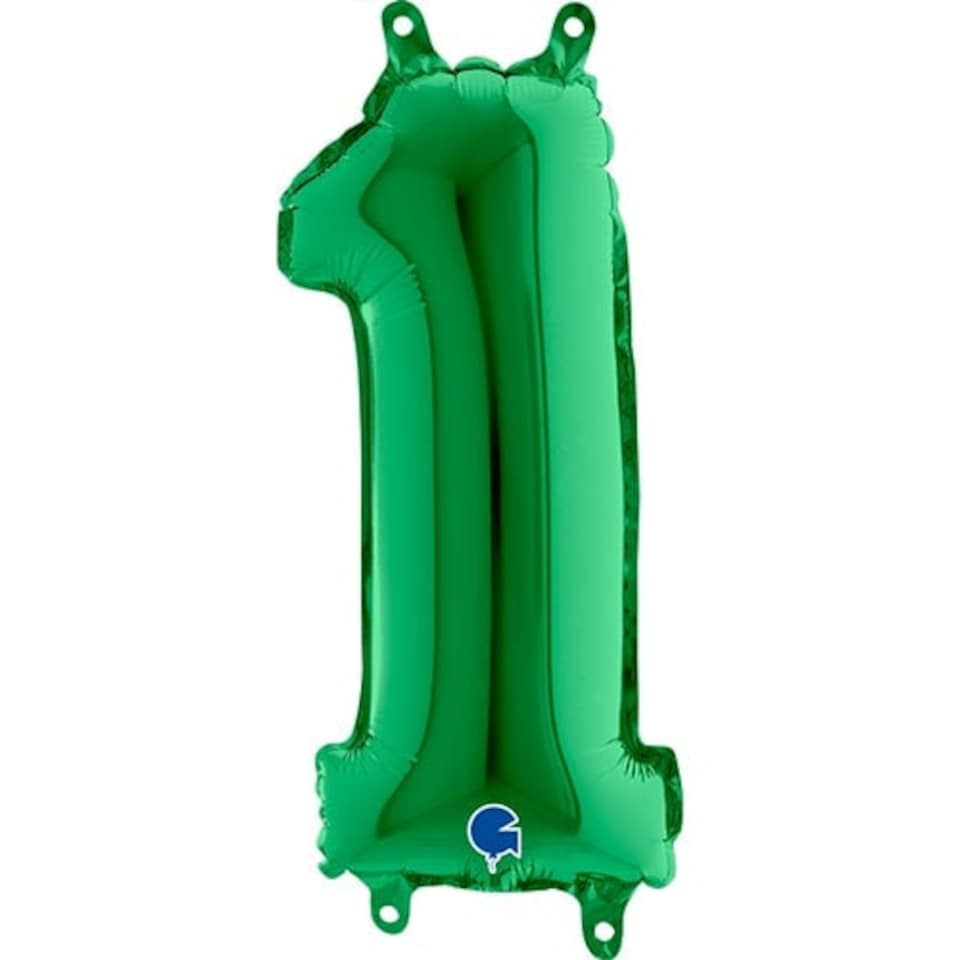Number 1 Green Air Fill Foil Balloon 35cm / 14 in