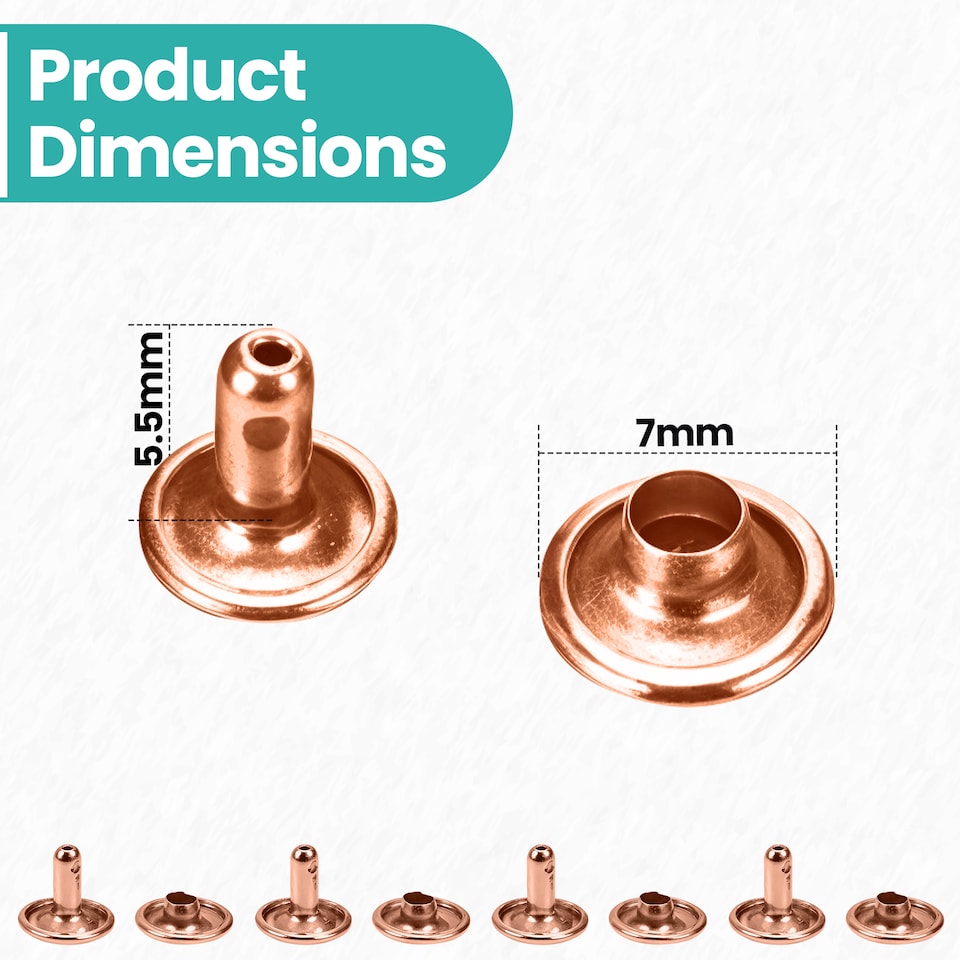 image 1 of 7mm Double Cap Rivets, Tubular Metal Studs for DIY Projects - 100pcs
