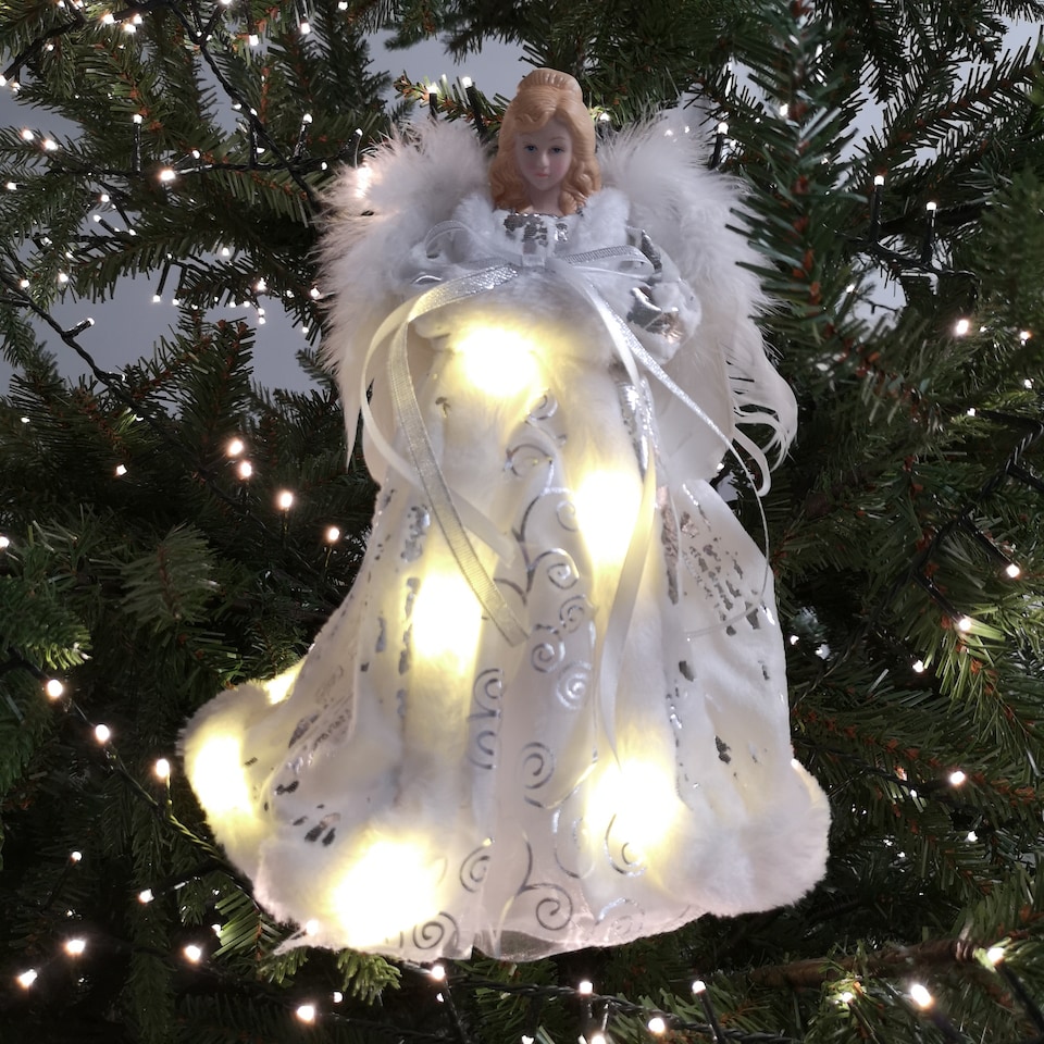 image 1 of 30cm Premier Lit Angel Christmas Tree Topper with Warm White LEDs