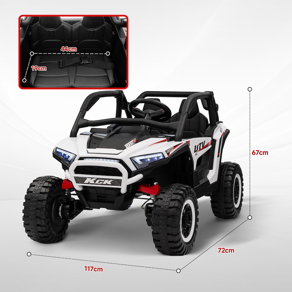 image 1 of AIYAPLAY 2 Seater 24V 7AH Ride on Truck w/ Spring Suspension, White