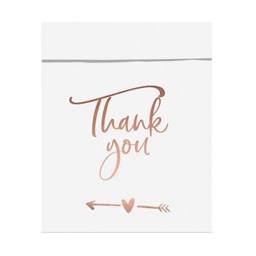 Rose Gold Print Thank You White Treat Bags - Pack of 6