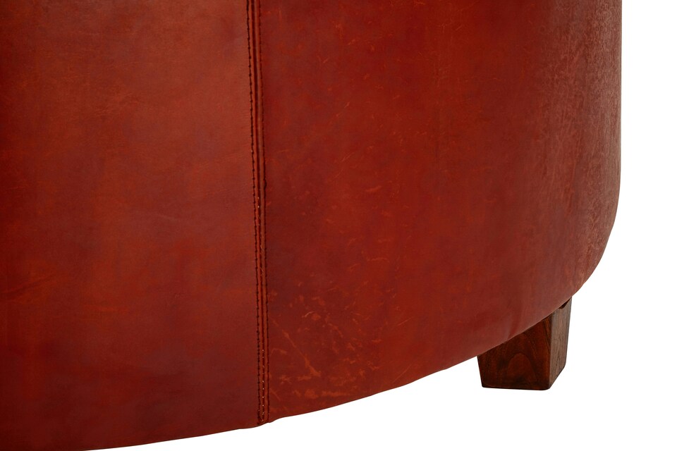 image 1 of Elegant Design Round Buttoned Stool, Leather Upholstered Modern Bar Stool, Button Tufted Luxury Bar Stool | Red