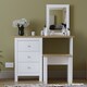 image 4 of Vida Designs Arlington 3 Drawer Dressing Table Mirror & Stool Set Vanity Makeup Desk, White & Oak