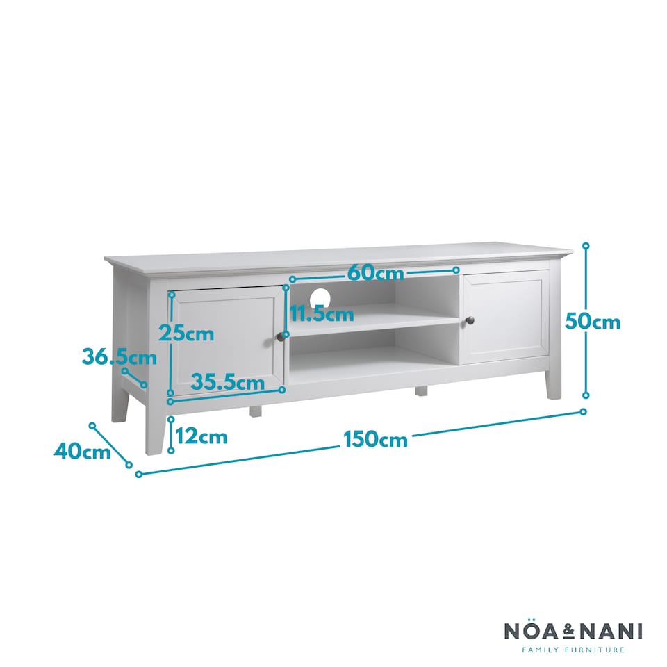 image 1 of Karlstad TV Unit with Cupboards in Classic White