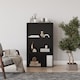 image 2 of Wide 3 Shelf Tier Wooden Bookcase Cabinet Storage Shelving Display Shelves Unit | Black | Black | 1