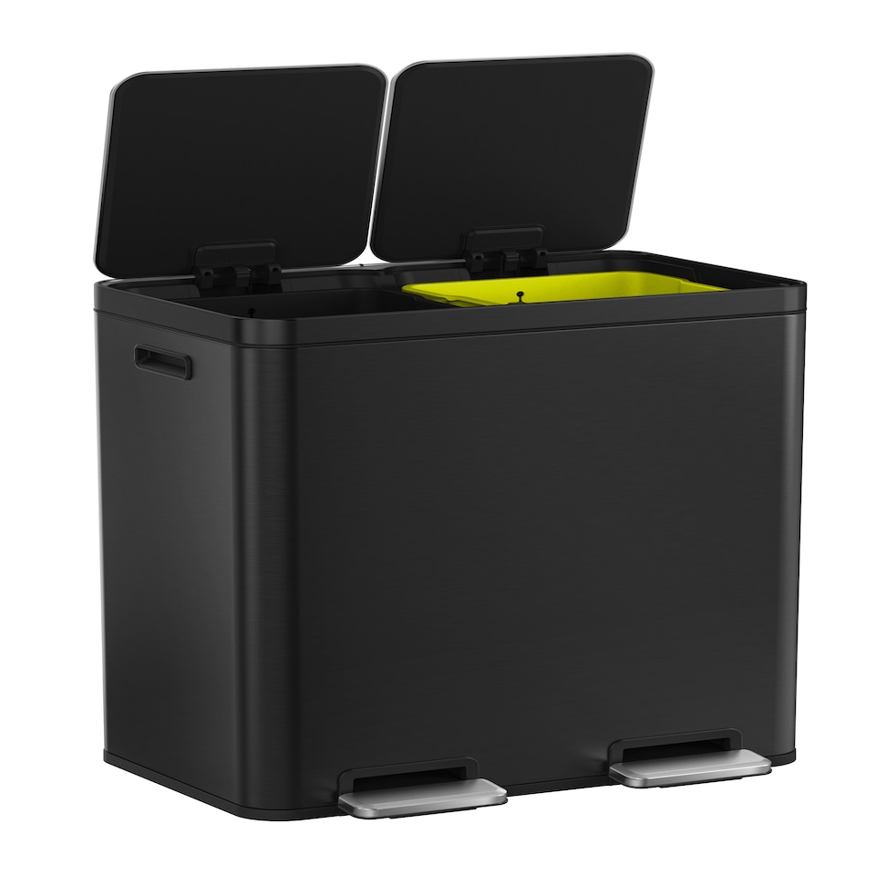 image 1 of Edison Pedal Bin 30+30L | Black | Matt Black | 60L