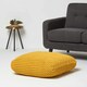 image 2 of Homescapes Yellow Square Cotton Knitted Pouffe Floor Cushion | Yellow | 70 x 20 cm