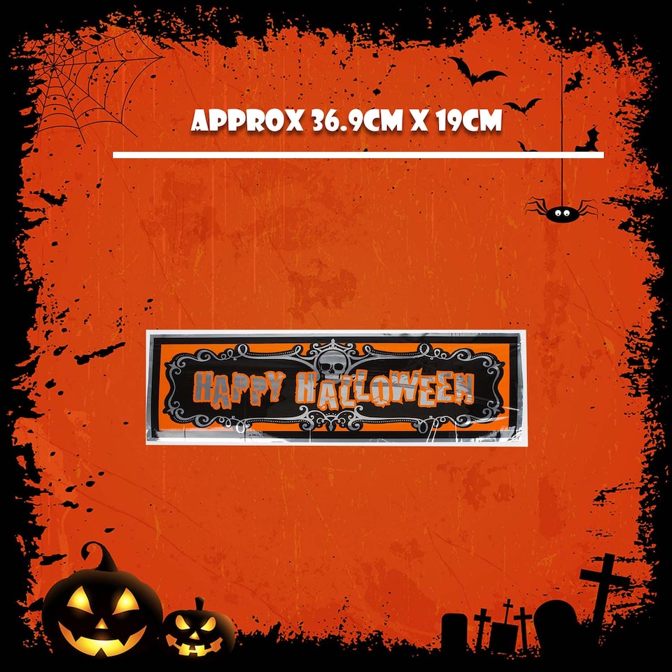 image 1 of PMS Happy Halloween Banner 3ft Decoration - Trick or Treat Party Sign