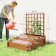 image 3 of Outsunny 3 Tier Wooden Garden Planters with Trellis for Vine Climbing Plants | Brown | Brown