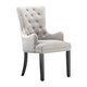 image 1 of Single Velvet Dining Chair with Armrest, Ergonomic Scoop Knockerback & Button Tufted Wood Legs Grey | Light Grey