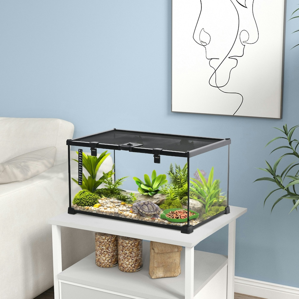 image 1 of PawHut Glass Reptile Terrarium Habitats for Lizards, Frogs, Snake 50 x 30 x 25cm