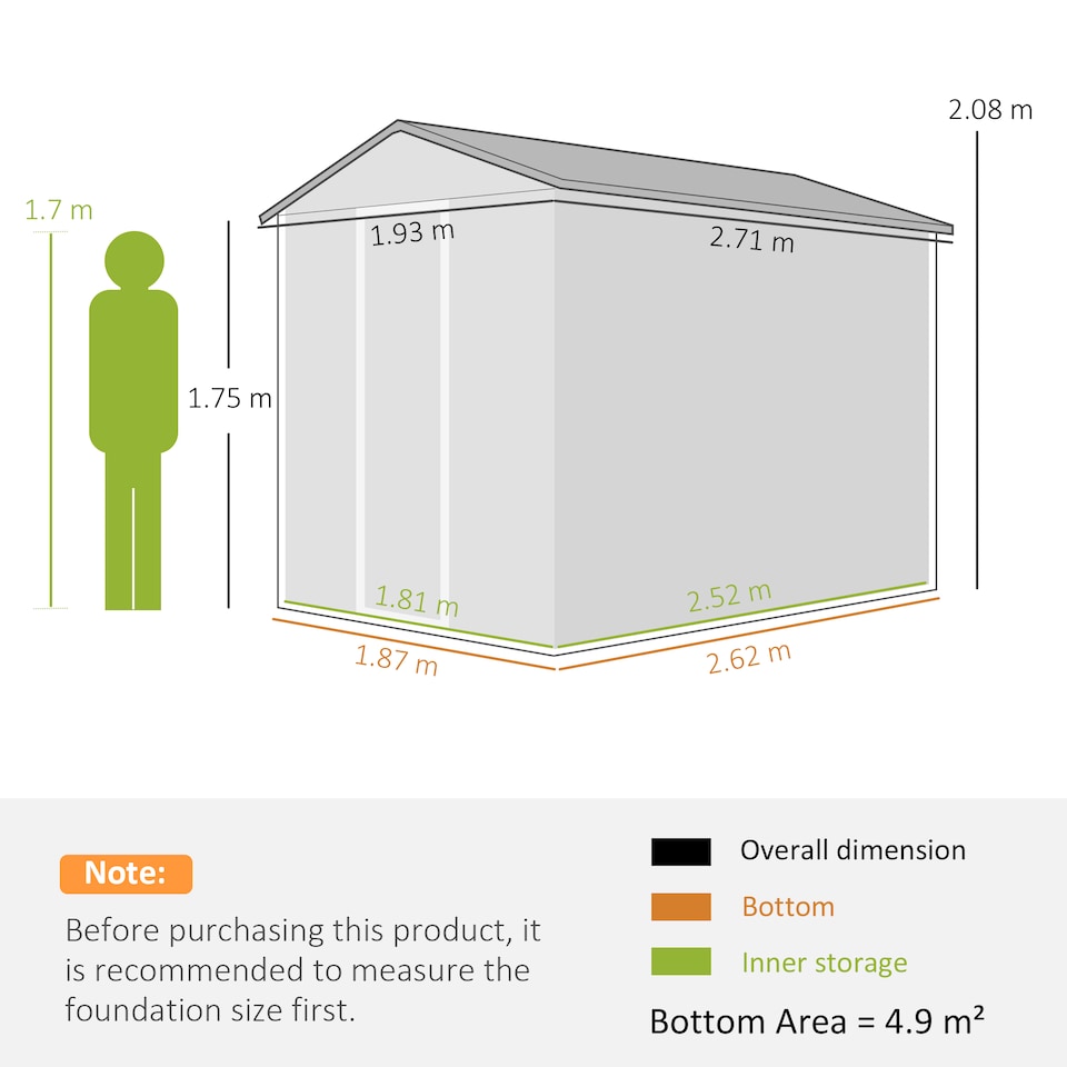image 1 of Outsunny 9 x 6FT Metal Garden Shed, Tool Storage with Lockable Door, Window, Galvanised Outdoor Storage Shed for Garden, Patio, Dark Grey