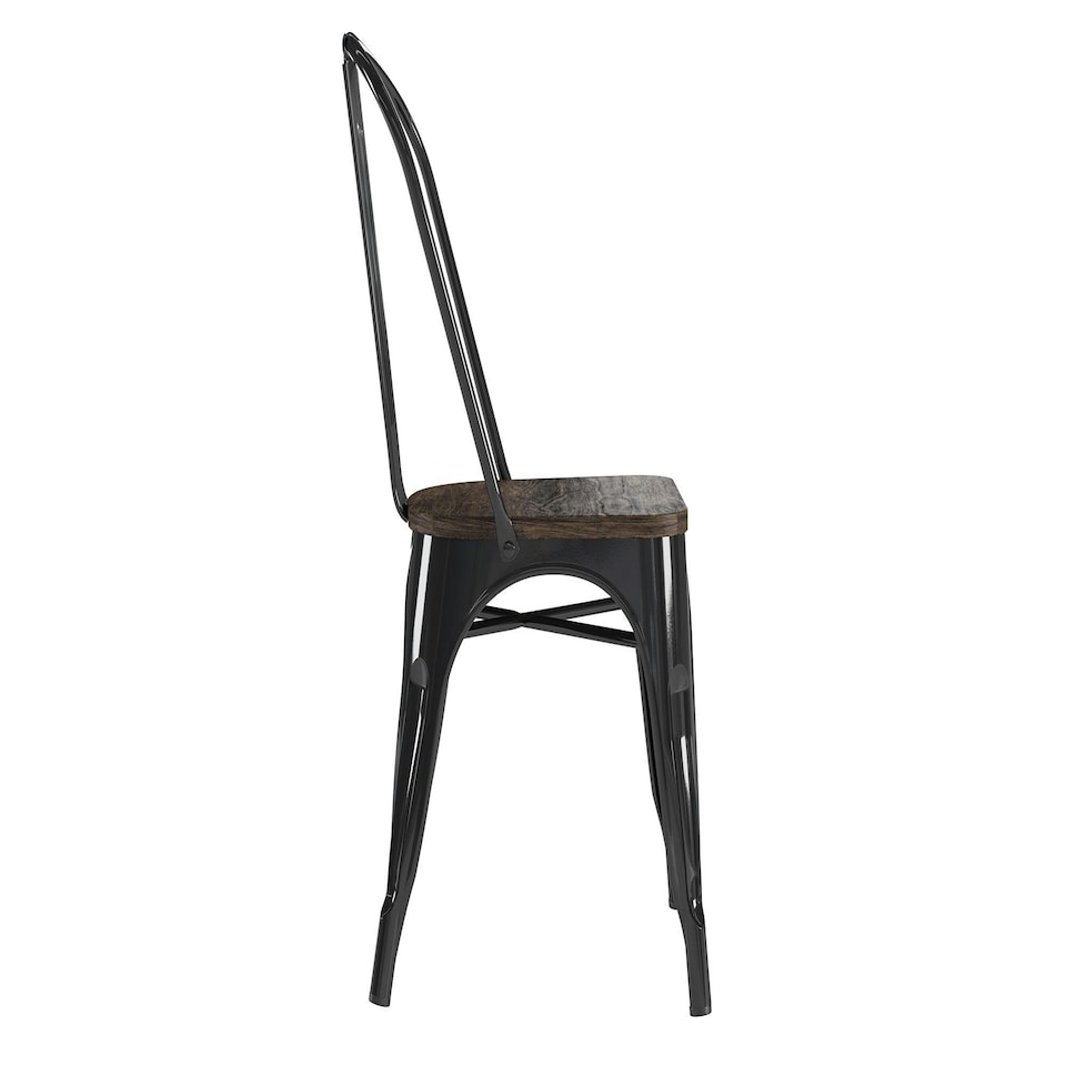 image 1 of Fusion Dining Chair in Metal in Black, 2 pieces