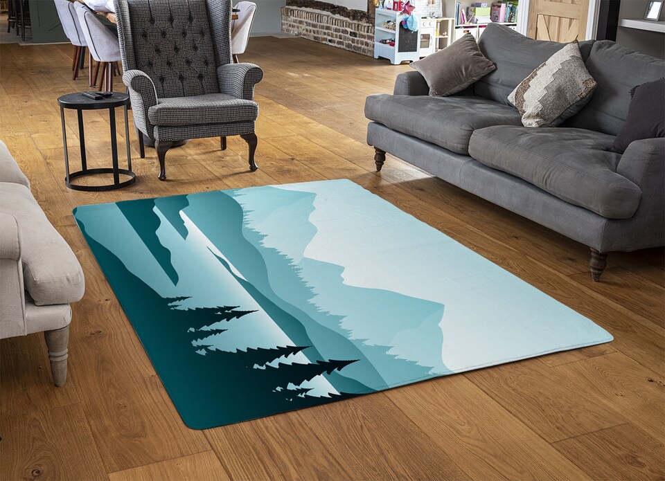 image 1 of Abstract Mountain Landscape Designer Rug | Multi