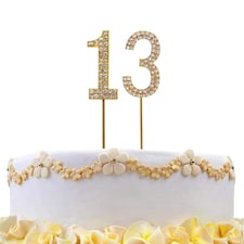 Cake Topper Number Year 13 Gold Diamond Gold
