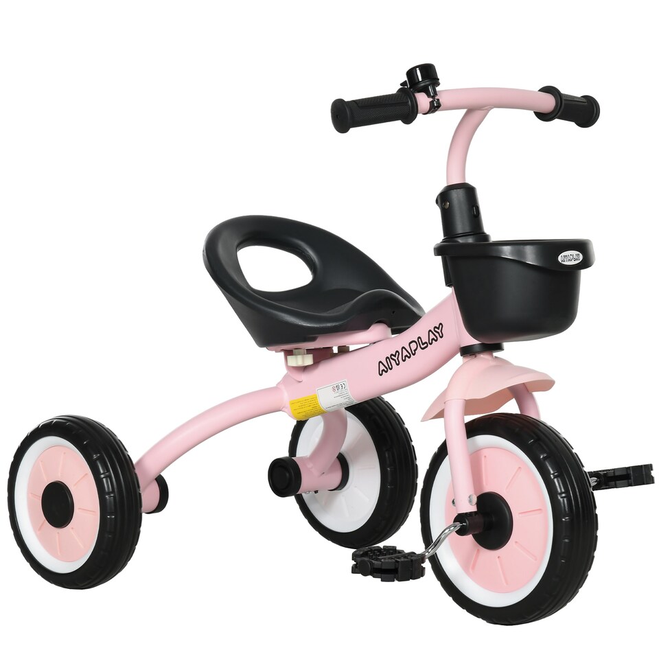 image 1 of AIYAPLAY Trike With Adjustable Seat Basket, Kids Tricycle for 2-5 Years Old, Pink