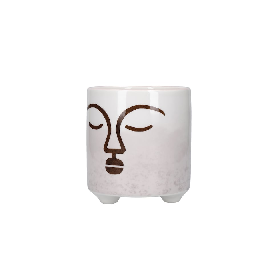 image 1 of KitchenCraft Abstract Face Indoor Plant Pots for Herbs or Cacti
