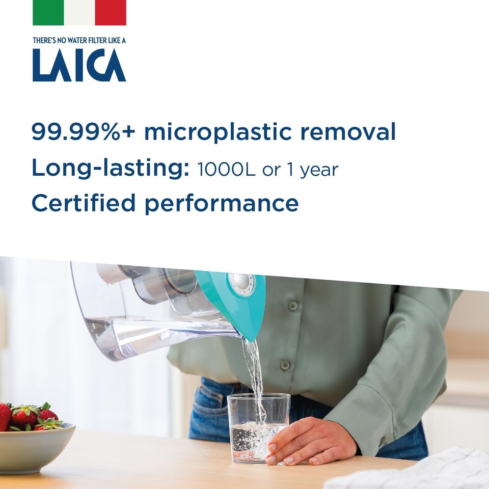 LAICA Mikroplastik-Stop Filter – Reduziert Mikroplastik, Trübung & Chlor – Für 1000L / 1 Jahr – Für Filterkannen