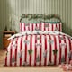 image 1 of Catherine Lansfield Christmas Stripe Reversible Duvet Cover Set Red Red | Super King