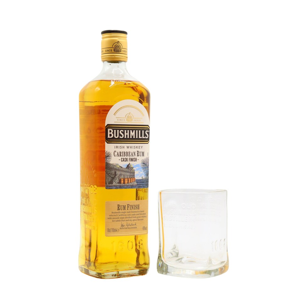 Bushmills - Caribbean Rum Cask Finish Whiskey (Includes Branded Glass)