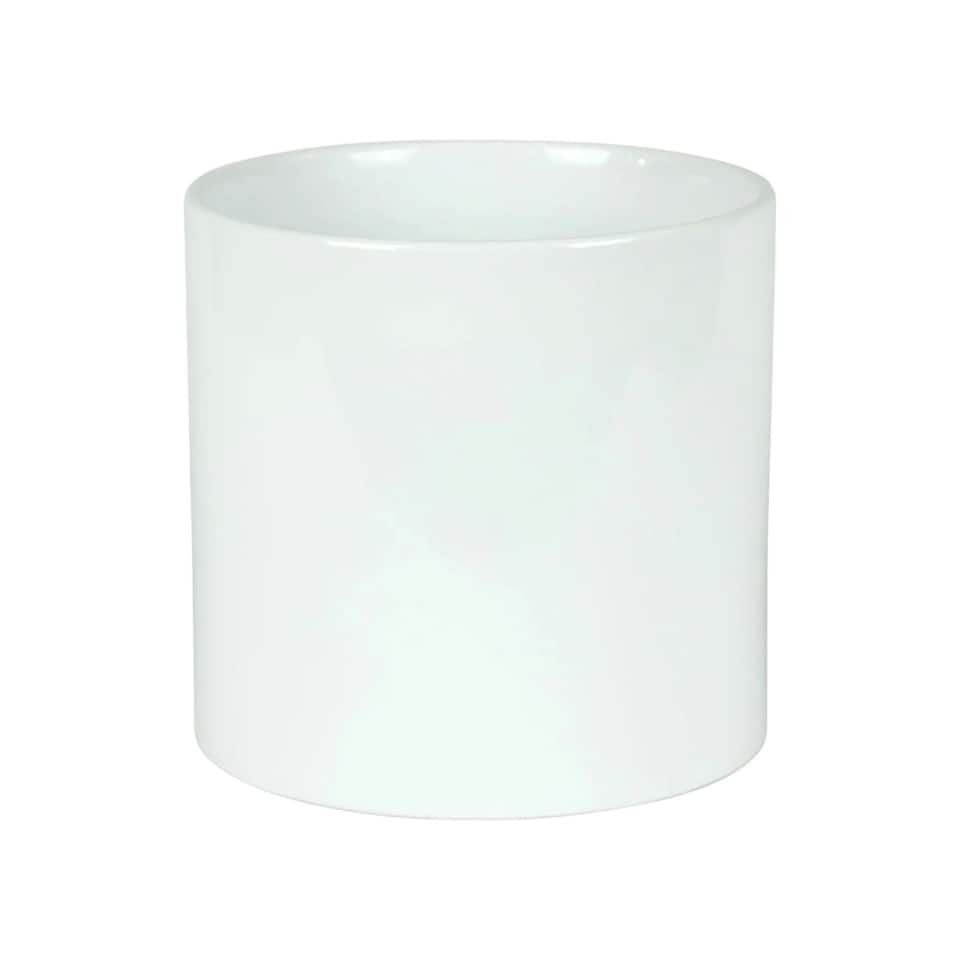 image 1 of Glossy White Ceramic Indoor Plant Pot H15 x W15.5cm White