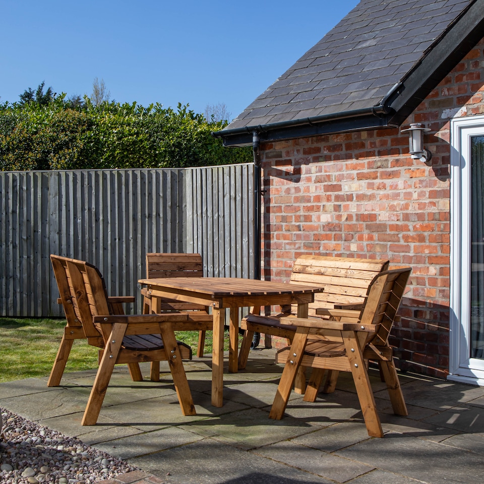 image 1 of Hand Made 6 Seater Rustic Wooden Garden Furniture Table and Bench/Chairs Set