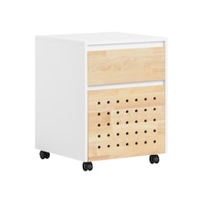 SoBuy Mobile File Cabinet Printer Stand with 2 Drawers, White & Natural Wood, 17.7x17.7x23.2 inches, 19 kg - ASK06-WN