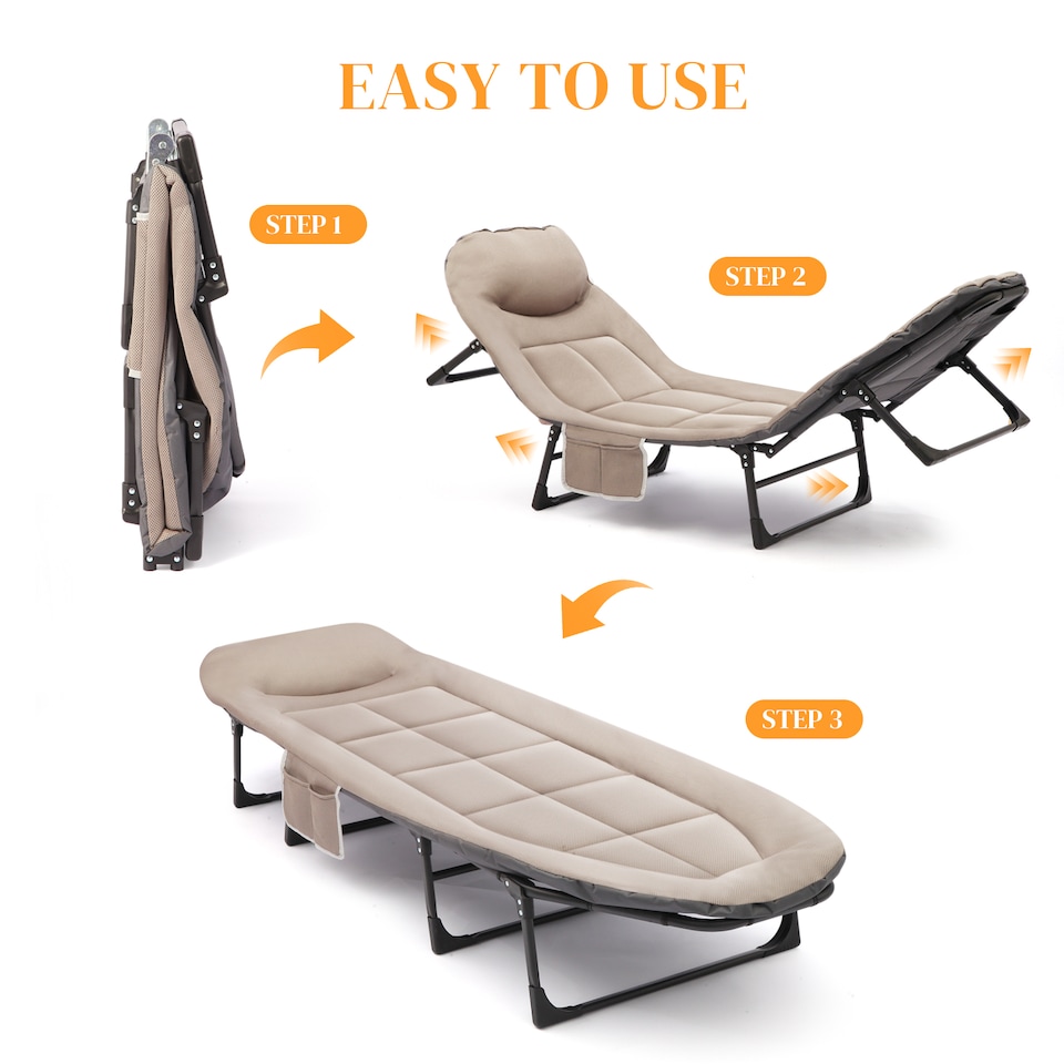 image 1 of Foldable Camping Bed with Adjustable Head Rest