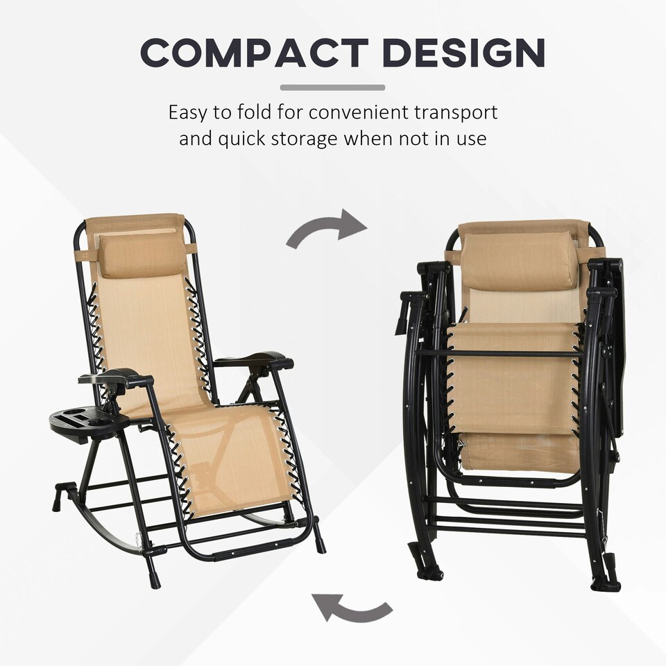 image 1 of Outsunny Folding Recliner Chair Outdoor Lounge Zero-Gravity Seat