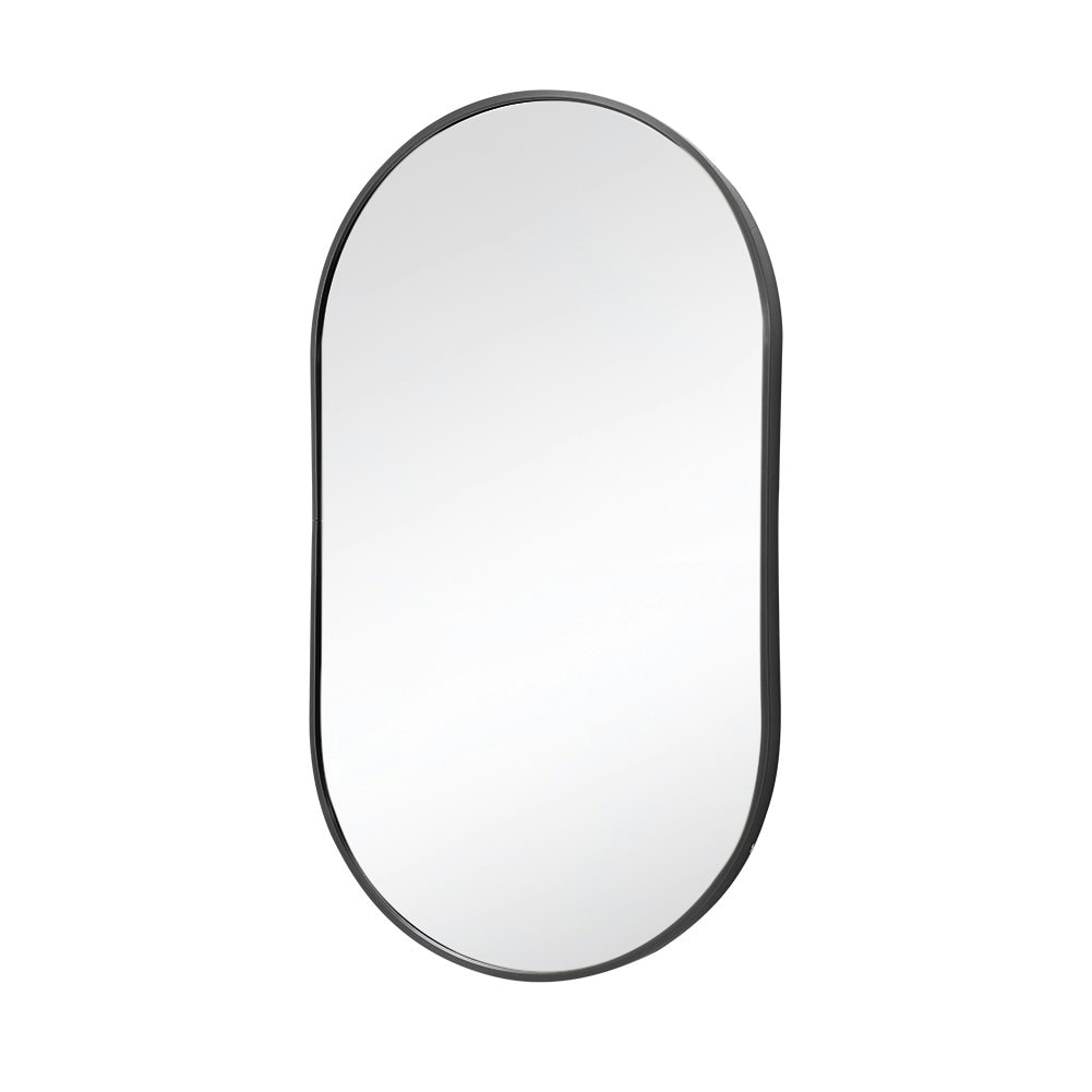 Living and Home Modern Oval Metal Wall Mirror - Black