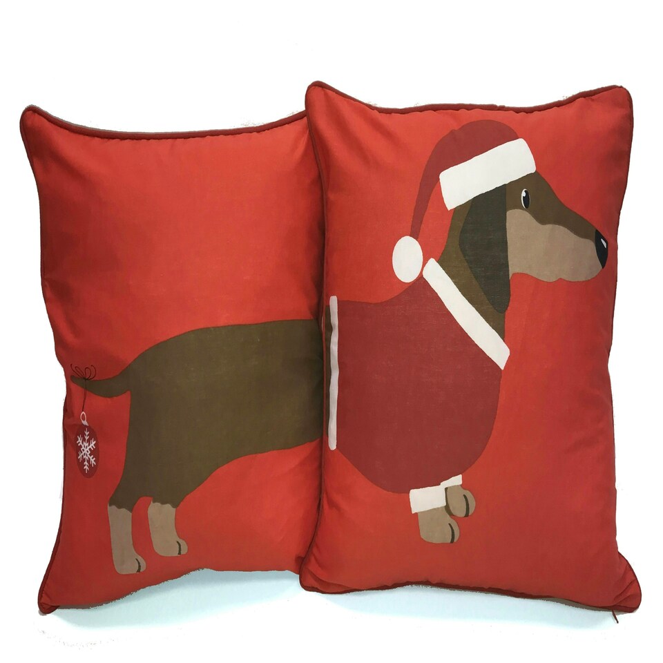 Long Xmas Sausage Dog Cushion Cover with Cusion Pads (43x43 cm) Multi Multi