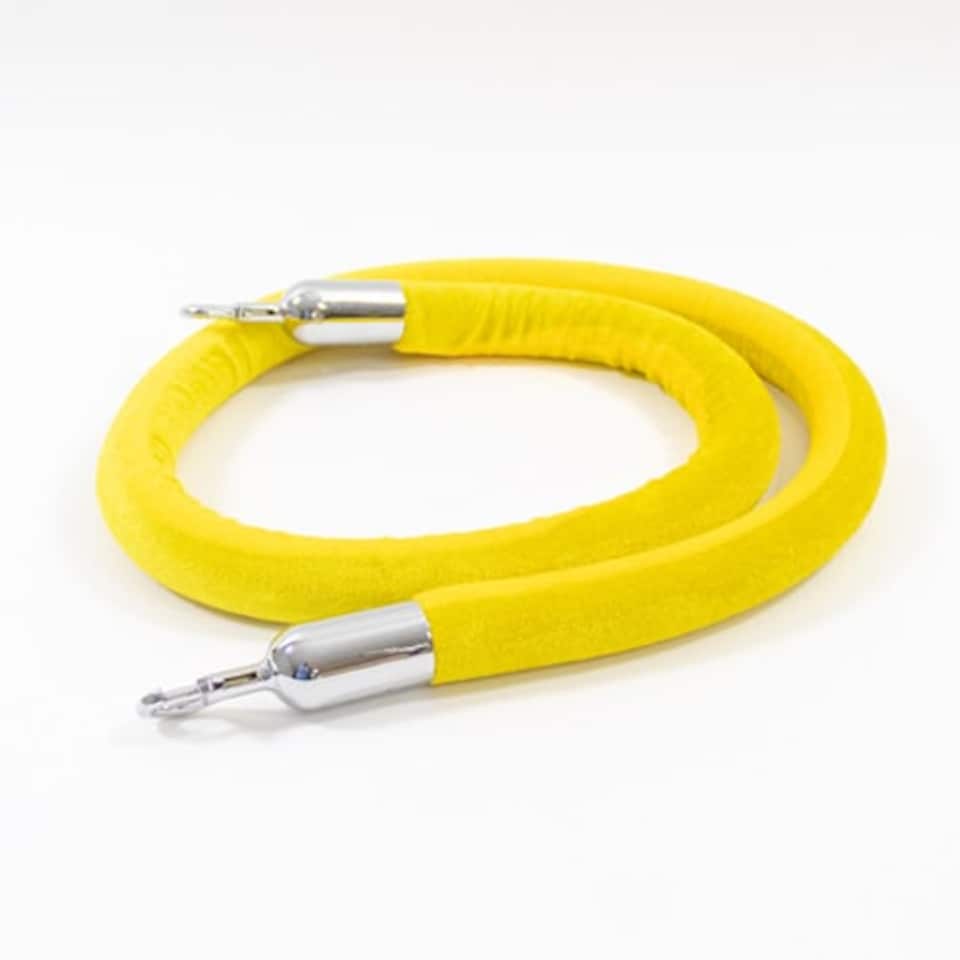image 1 of 2 Silver Finish Black Stanchion Poles with 1 Yellow Gold Velvet Rope