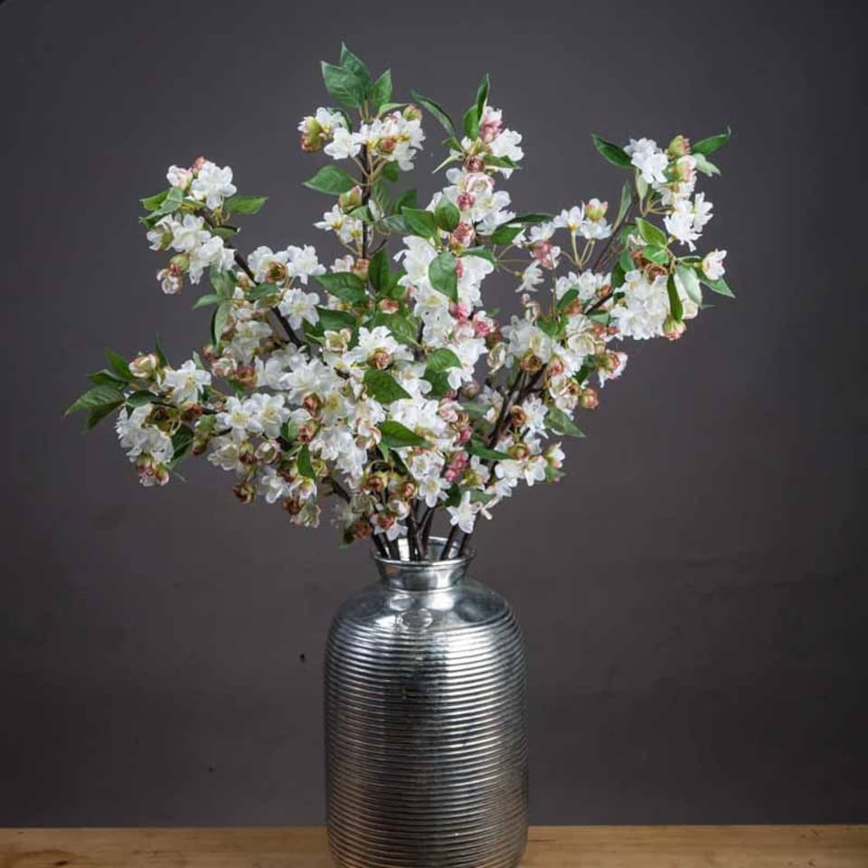 image 1 of English Blossom Branch Artificial Plant - Fabric/Plastic - L8 x W25 x H90 cm - Brown/Green/White