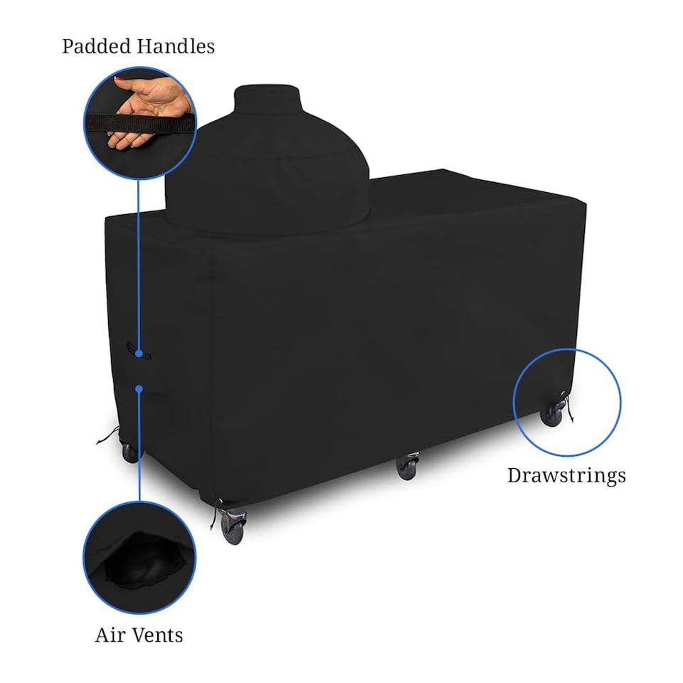 image 1 of Covers&All Big Egg Grill Cover, 12 Oz Waterproof UV & Weather Resistant, PVC Coated Outdoor Cover, 60 in L x 36 in D x 50 in H, Black