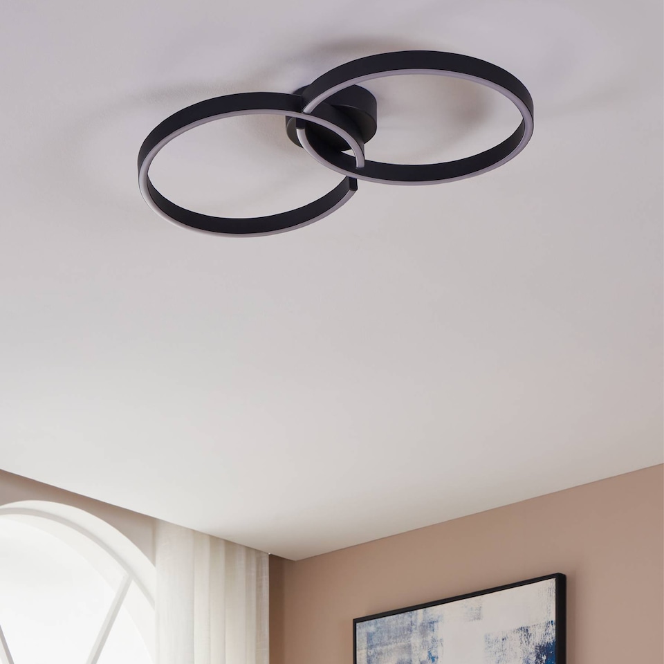 image 1 of EGLO Amandolo Black LED Aluminium & Steel Ceiling Light