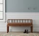 image 2 of Artisan Furniture Solid Wood Bordeaux Leather Bench, Upholstered, Brown