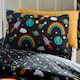 image 3 of Catherine Lansfield Rainbow Rockets Reversible Duvet Cover Set Black | Black | Double